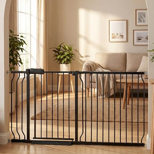 62 67 Inch Extra Wide Baby Gate (Black / 62"-67"/158-170CM)