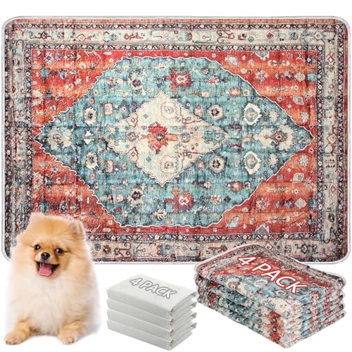 Washable Thickened Pee Pads for Dogs (18" x 24" (4 Pack, Thickened) / Red-2)