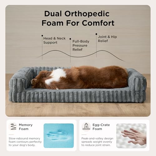 ComfyFleece® Memory Foam Orthopedic XL Pro Dog Bed 45" (Grey / 45.0"l X 32.0"w X 7"th)
