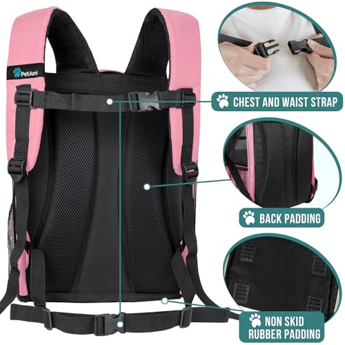 Dog Backpack Carrier Airline Approved Cat Pet Puppy Bag (Pink)