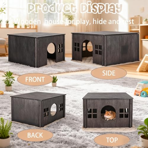 Wooden Guinea Pig Hideout (Walnut Style 1 / Medium)