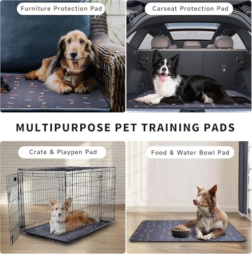 Washable Pee Pads for Dogs Large 24" x 72" 2 (Leaves - Sky Blue / Runner 24x72 Inch (Pack of 2))
