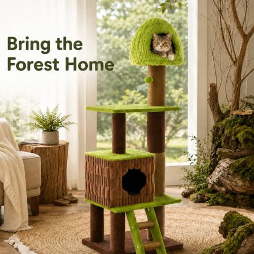 69" Heavy‑Duty Forest Cat Tree for Large Indoor Cats (Green / 69 inches)