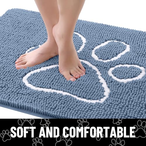 Dog Door Mat for Muddy Paws (71"X46" / Airy Blue and White)