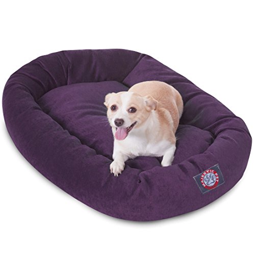 Villa 32 Inch Shredded Memory Foam Dog Bed for Medium Sized Dog 32x23x7 Inch (Aubergine)