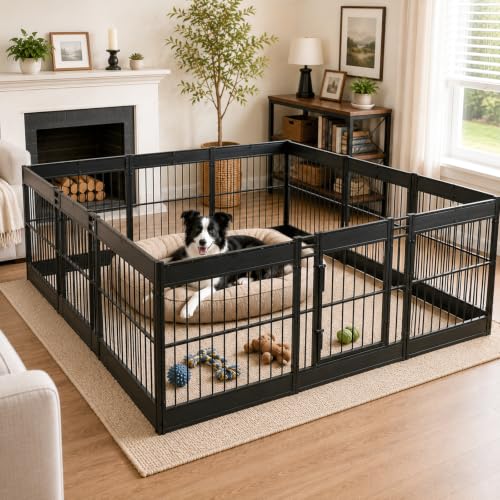 Large Furniture Style Dog Playpen (Black / 12 Panels (27.5" High))