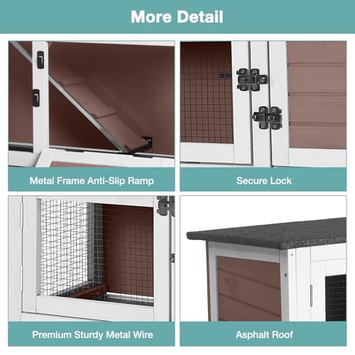 36" 2 Story Wooden Rabbit Hutch with Chew ((Brown-AIR77))