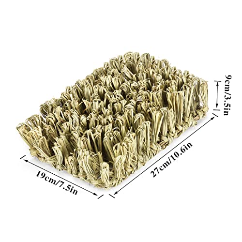 Rabbit Grass Bed Bunny Natural Woven Foraging Mat Guinea Pig Hay Mat Enrichment Toy Scratch Pad for Chinchilla Squirrel Hedgehog (1PCS)