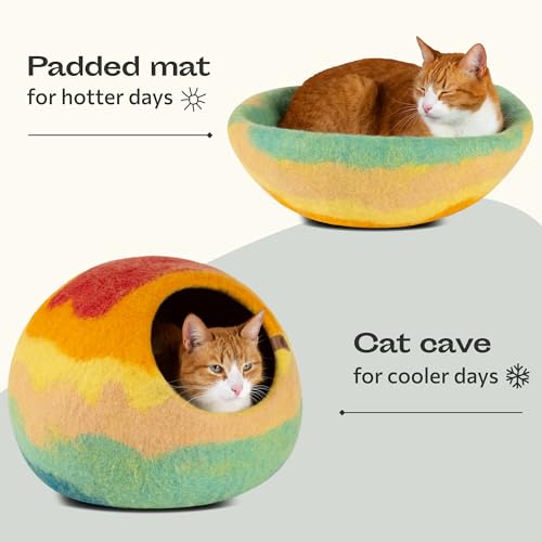 Cat Cave Merino Wool Bed for Indoor Cats (Tucson Sunset / Medium)