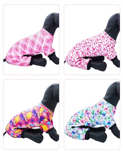 4 Pack Girl Fleece Dog Pajamas Warm for Medium Dogs (Large)