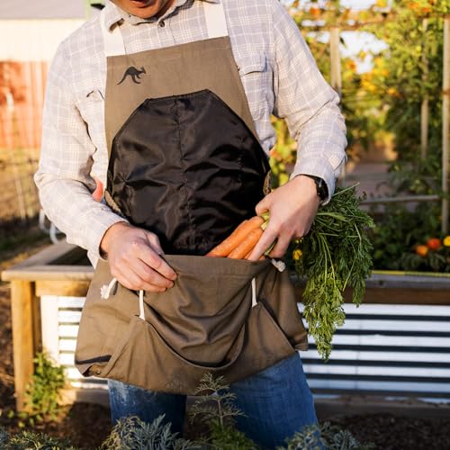 Roo Gardening Apron with Pockets for Women & Men (Roo-full Size / Taupe Grey)