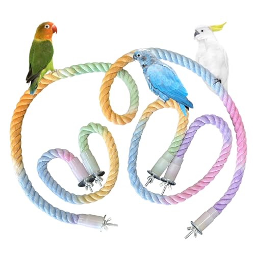 3pcs Gradient Colorful Bird Rope Perch Stand