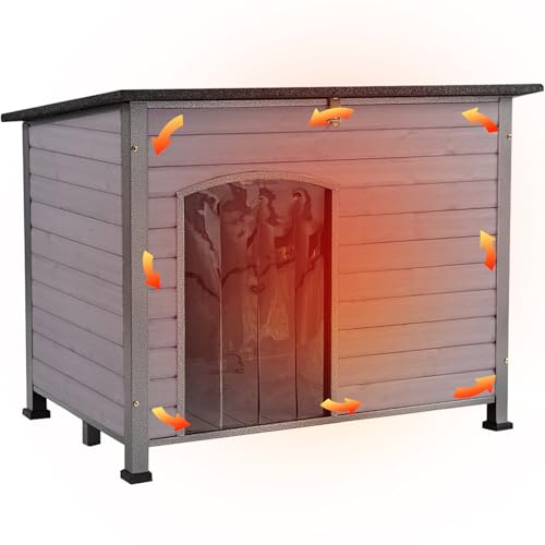 Large Dog House Outdoor Indoor Weatherproof Dog House for Small & Medium & Large Dogs with Unique All (43.3"Grey)