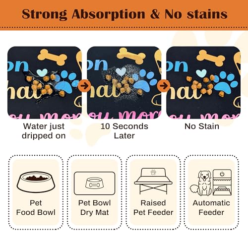 Pet Feeding Mat for Floors Waterproof Dog Mat for Food and Water Absorbent Quick Dry Non Slip mat for Cat Bowls (30"L x 17"W / Black)
