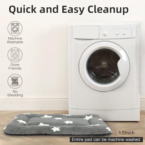 Dog Crate Pad Dog Bed for Crate Washable Flat Pet Kennel Mat Cute (42''L x 27''W x 1.5''Th / Grey)