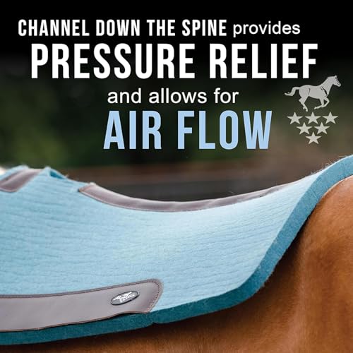 100% Steam Pressed Wool Felt Western Saddle Pad (31" x 32" x 3/4" / Pacific Blue)