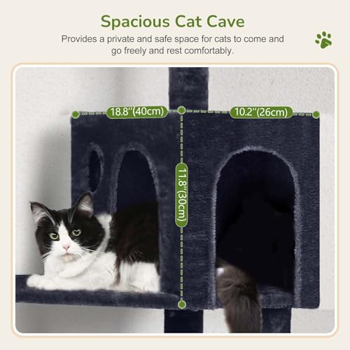 Cat Tree Tower with Scratching Post for Indoor Cats (Dark Grey / L)
