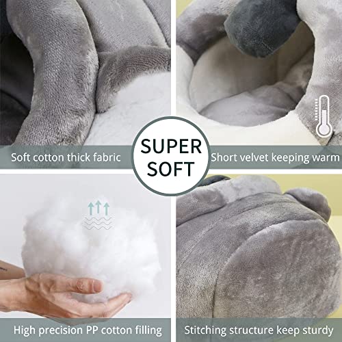 Warm Bunny Bed for Rabbits Outdoor Cage Hideout Hut Tent Cave Tunnel Cute House Cotton Washable Winter Gray (XL / 6-Koala)