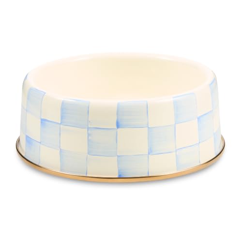 Enamel Pet Dish (Sky Check / Large)