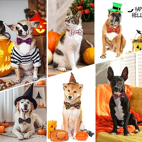 50 Pcs Halloween Dog Bow Ties Bulk (Halloween)