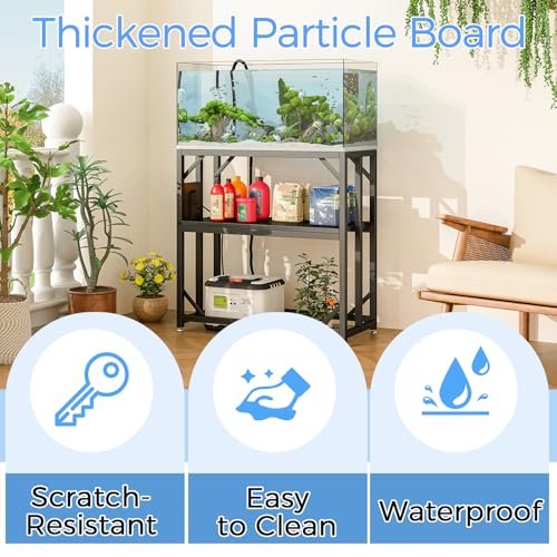 20-29-37 Gallon Fish Tank Stand with Power Outlet,Adjustable Shelf (Black / 20-29-37 Gallon)