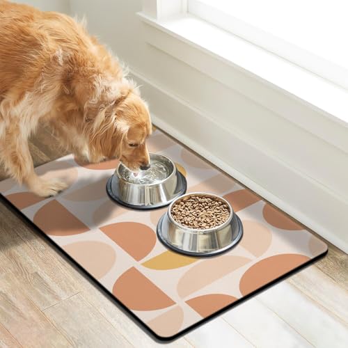 Dog Food Mats for Floors (Boho Semicircle / Xl(24"×32"))