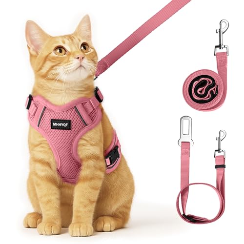 Cat Harness Cat Harness and Leash for Walking (Pink / Small)