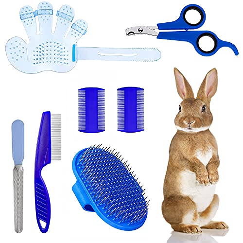 7 Piece Small Pet Grooming Kit with Brush (Blue)