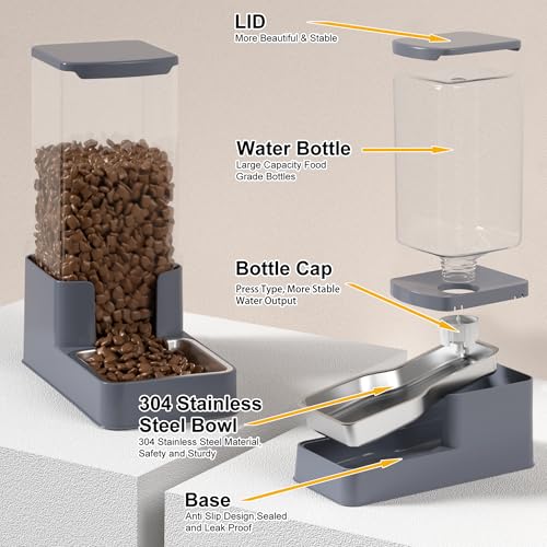 Automatic Cat Feeder and Water Dispenser in Set with Pet Food Bowl