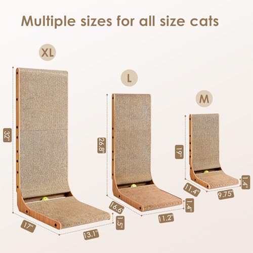 Cardboard Cat Scratcher for Indoor Cats (Brown / 17x13.1x32)