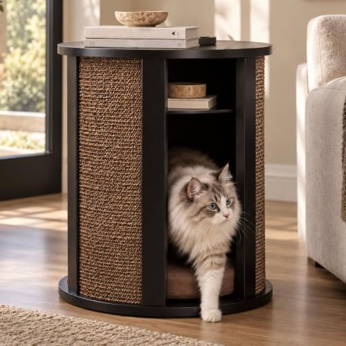 Purrrrfect End Table Cat Bed Cave in Black Ebony (Black Ebony)