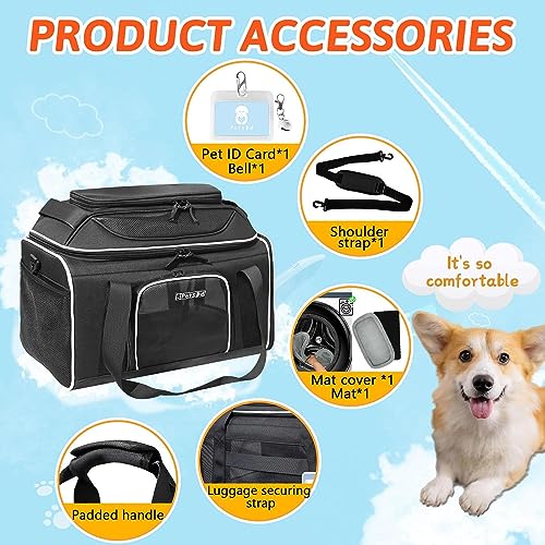 Top Expandable Small Pet Carrier 18"x11"x11" Airline Approved (18.0"L x 11.0"W x 11.0"H / Black)