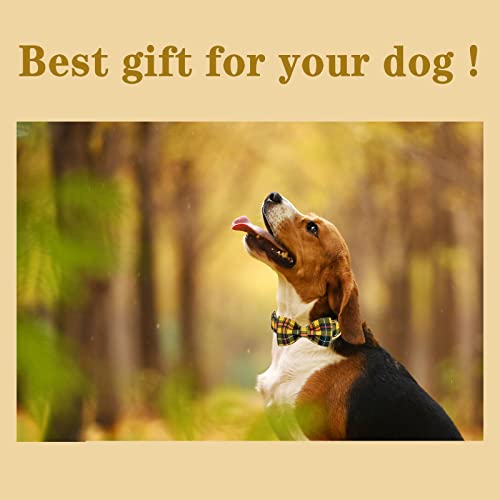 Bowtie Dog Collar Cotton Plaid Collar Adjustable Puppy Collar for Small Medium Large Dogs (Medium / NewHLG)