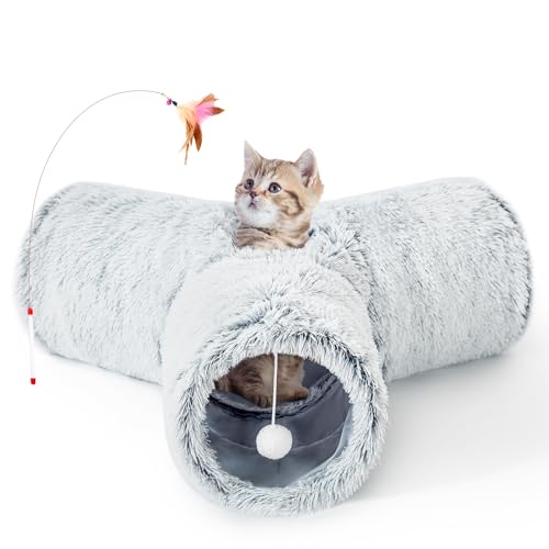 Plush Cat Tunnel (Light Grey / Small)