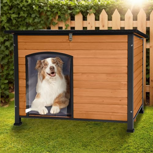 43.3’’ Large Dog House Outdoor Weatherproof Dog Kennel with Upgraded Thickened Metal Frame (Dog House)