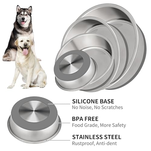 Stainless Steel Dog Bowls Set of 2 (11 CUP / Gray)