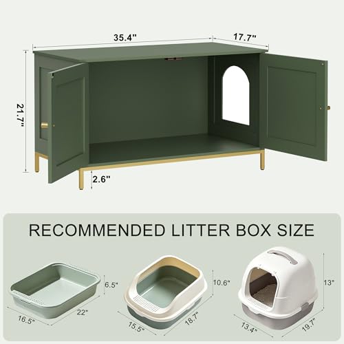 35.4" L Cat Litter Box Enclosure with Metal Frame (35.4"L / Green)