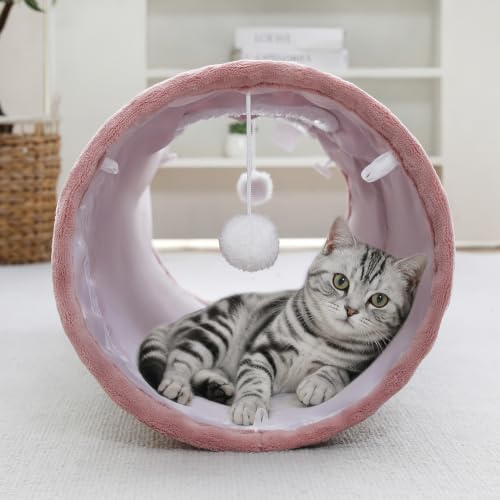 Straight Bubble Cat Tunnel for Indoor Cats 47"x12" (Dusty Pink / Straight)