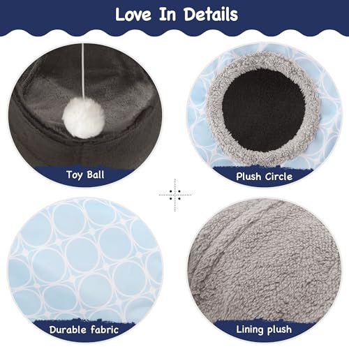 Cat Tunnel, 3-Way Collapsible Toy for Indoor Cats, Geometry Blue (Geometry Blue / Small)