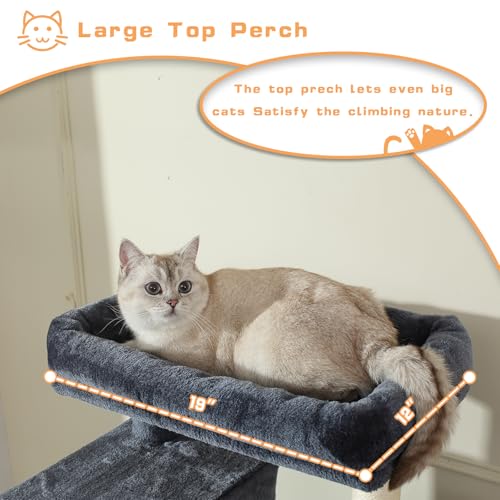 70 Inch Cat Tree (Deep Grey)