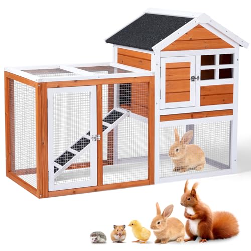 Rabbit Hutch Small Wood Chicken Coop (Orange)
