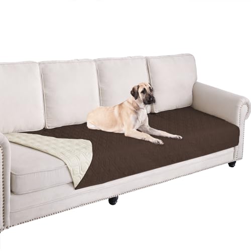 Waterproof Dog Bed Cover Pet Blanket for Furniture Bed Couch Sofa Reversible (40x80 Inch (Pack of 1) / Chocolate+beige)