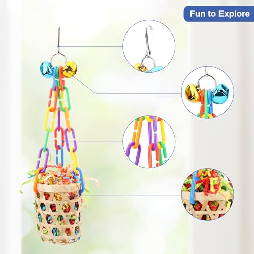 Bird Colorful Shredding Crinkles Foraging Toys Natural Sola Ball for Parrots Cockatiels Conures Budgies Senegal
