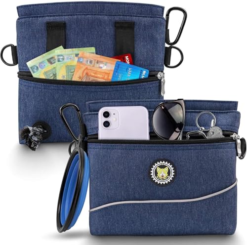 Dog Treat Pouch Bag with Magnetic Closure (M / Blue)