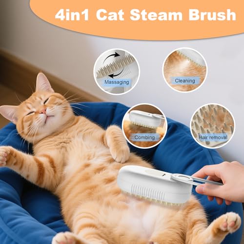 4 in 1 Cat Steam Brush for Shedding