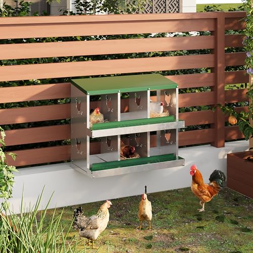 6 Hole Chicken Nesting Box with Roll Out Egg Tray