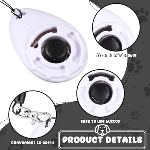 18 Pcs Dog Training Clicker with Wrist Strap for Pets (White)