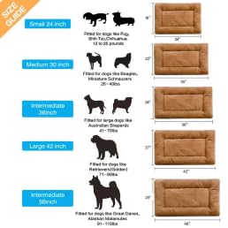 Dog Crate Pad Washable Dog Bed for Crate Medium Cozy Mat 30 (30.0"L x 19.0"W x 1.0"Th / Camel)