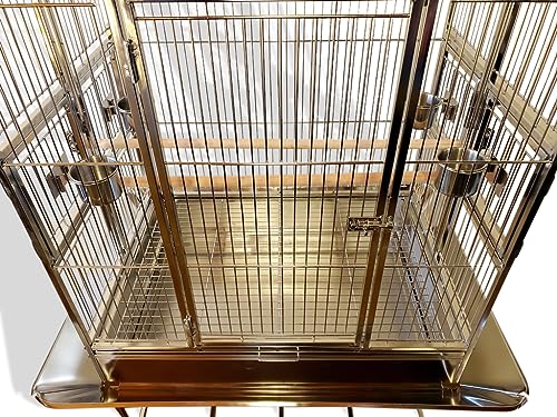 Medium Sized 39" L x 29" D X 67" H 304 Stainless Steel Bird Parrot Cage and Seed Catcher