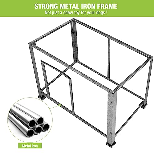 Chew Proof Dog House with Metal Iron Frame Outdoor Dog Kennel for Small Medium Large Indoor Dog Cage